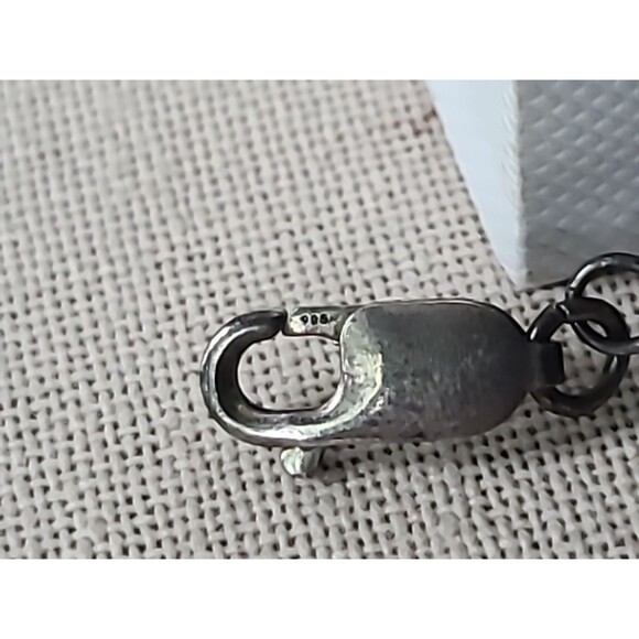 925 Sterling Silver Lapis Lazuli, Moonstone, and Silver Beaded Necklace Vintage - Picture 8 of 10